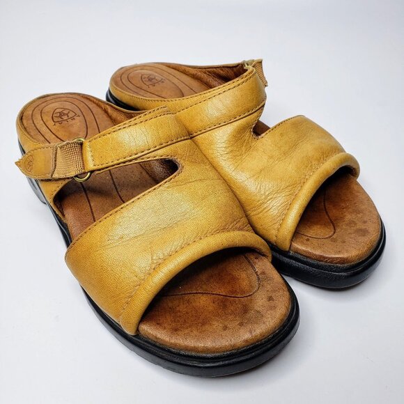 Ariat Shoes - Ariat Distressed Leather Two Strap Slide On Sandals 6B